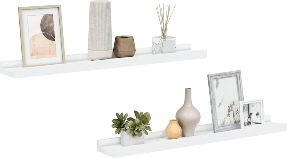 vidaXL 2 db fehér MDF szegélypolc képkeretekhez 60 x 9 x 3 cm