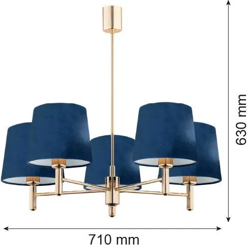 ARGON 2086 PONTE Modern Csillár Sötétkék, Sárgaréz E27 IP20