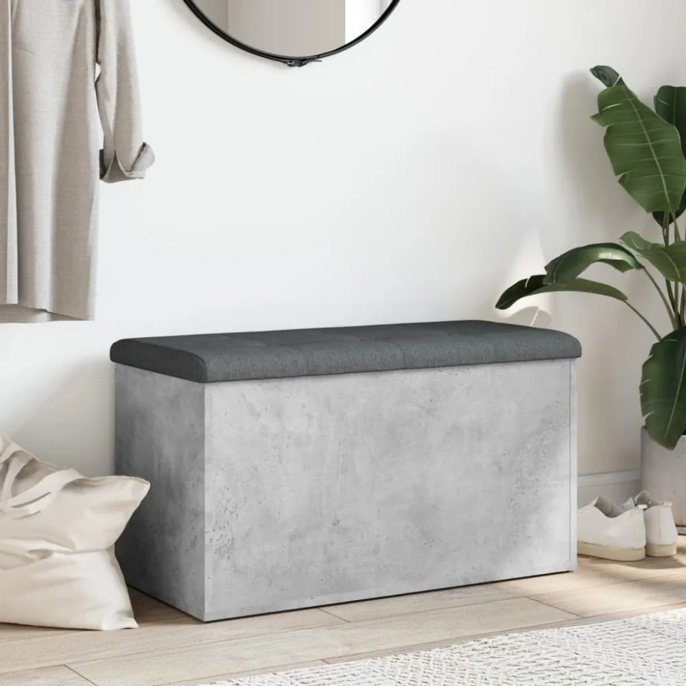 betonszürke szerelt fa tárolópad 82 x 42 x 45 cm