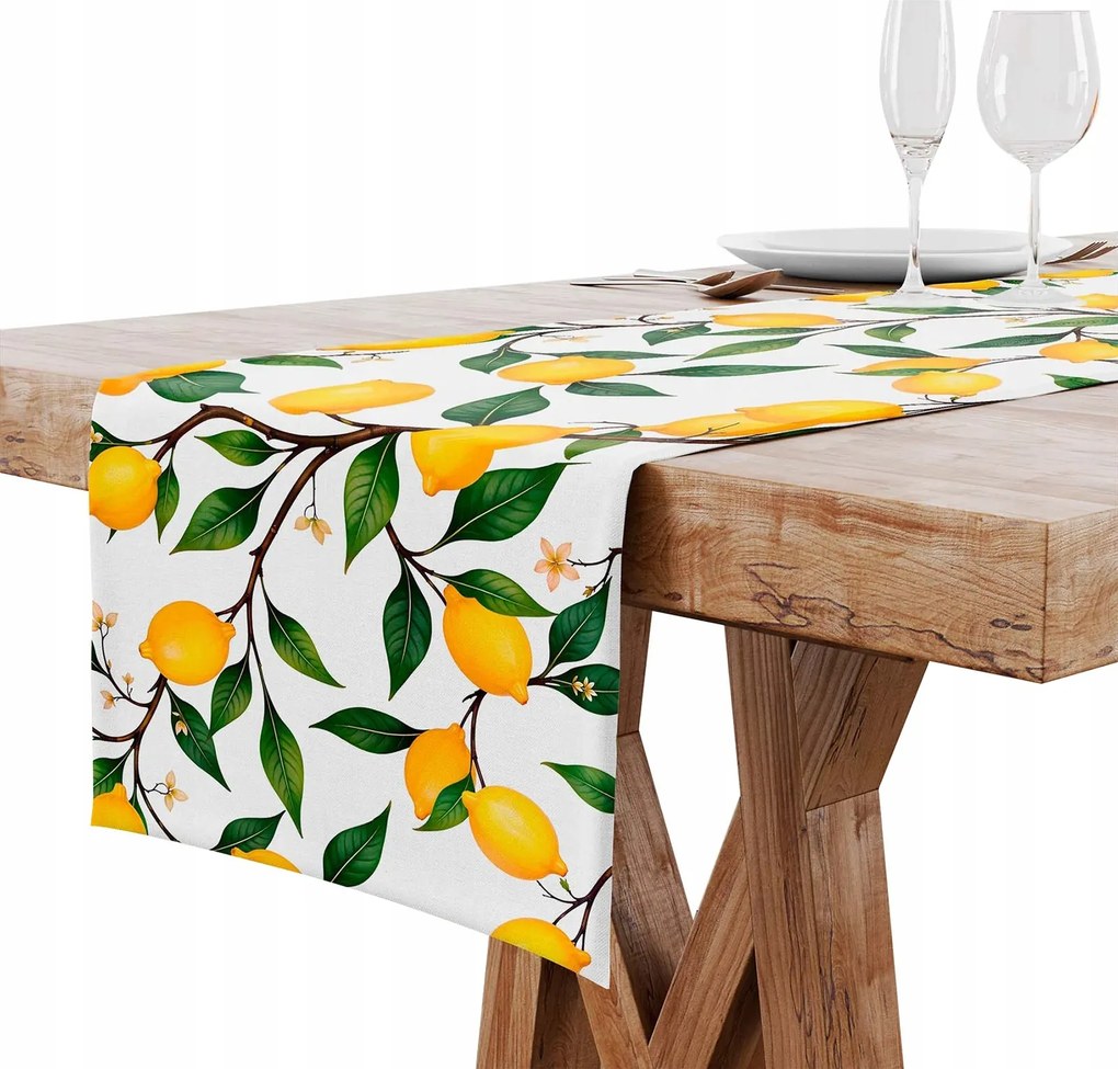 Futófelület Abrosz Asztalra Konyhába Nappaliba Matt Sima 40x220 Citrom