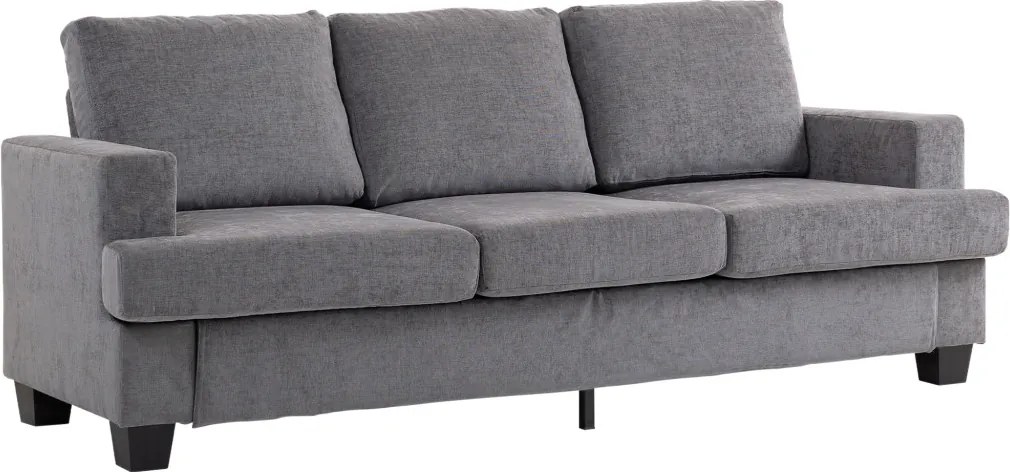 HOMCOM Kanapé, 3 személyes, szövet huzat, acél váz, kárpitozott, 213 x 82 x 90 cm, szürke