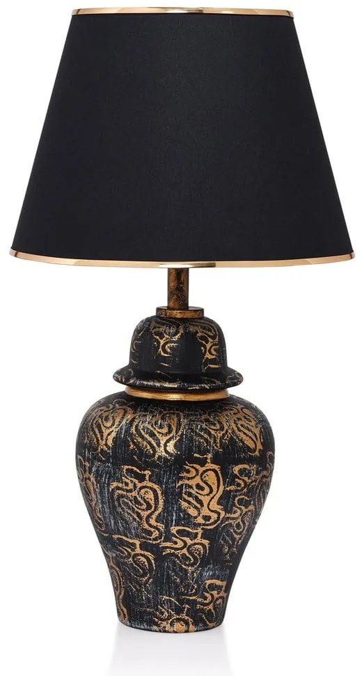 Fekete-aranyszínű asztali lámpa textil búrával (magasság 54 cm) Derin – Opviq lights