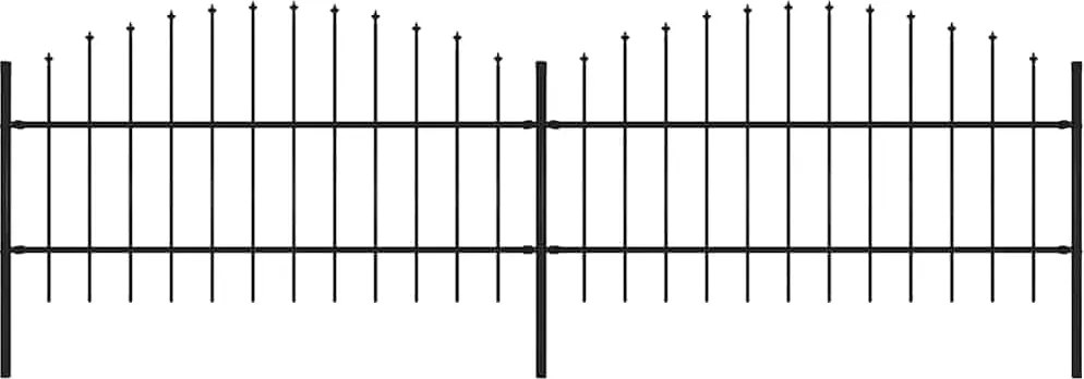 vidaXL fekete acél kerti kerítés lándzsás tetejű 359 x 100 cm