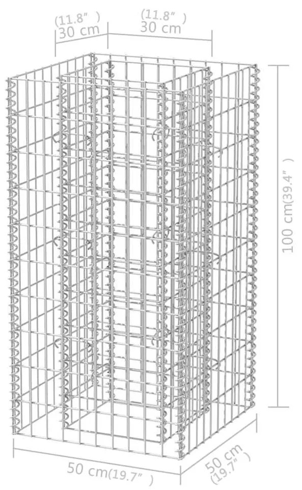 acél gabion magaságyás 50 x 50 x 100 cm