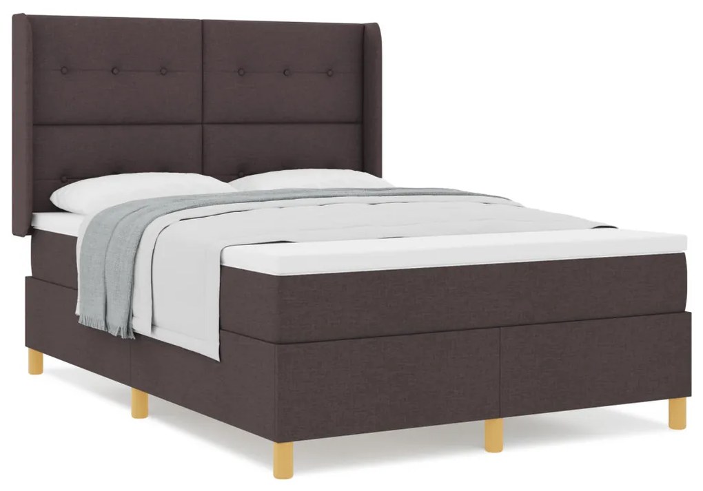 Boxspring Ágy Matrac Esernyő Barna 160x200 cm Szövet