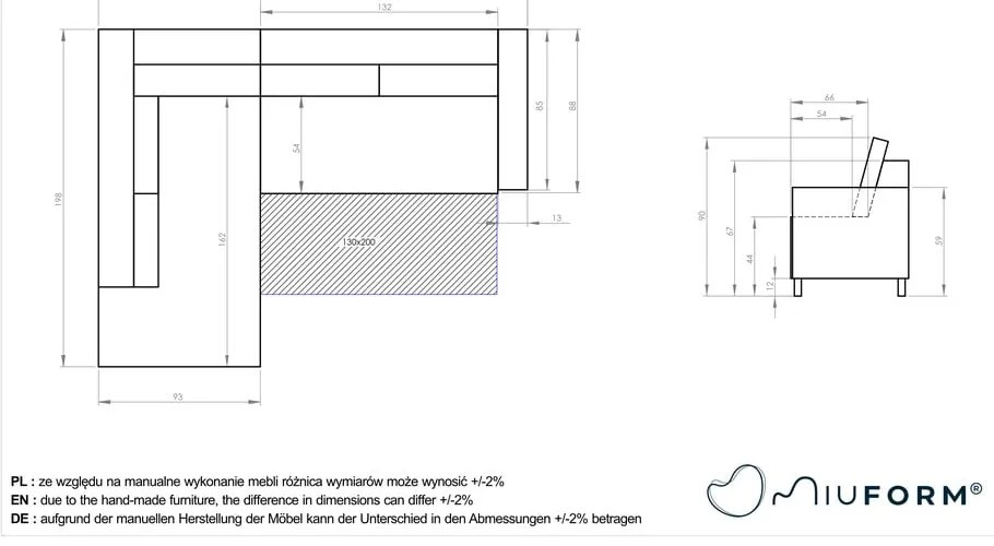 Stylish Stan L sötétszürke kinyitható bársony sarokkanapé, jobb oldali - Miuform