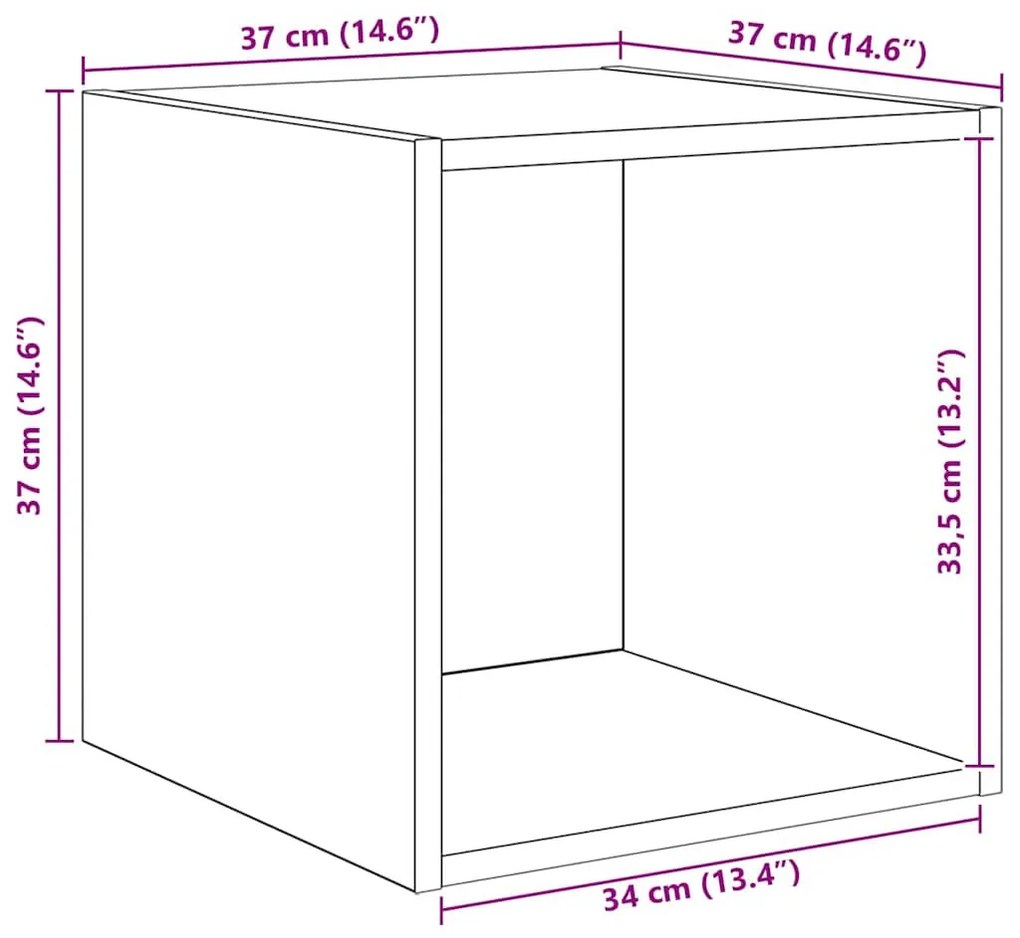 TV szekrény garnitúra 4 pcs kézműves tölgy 37 x 37 x 72 cm