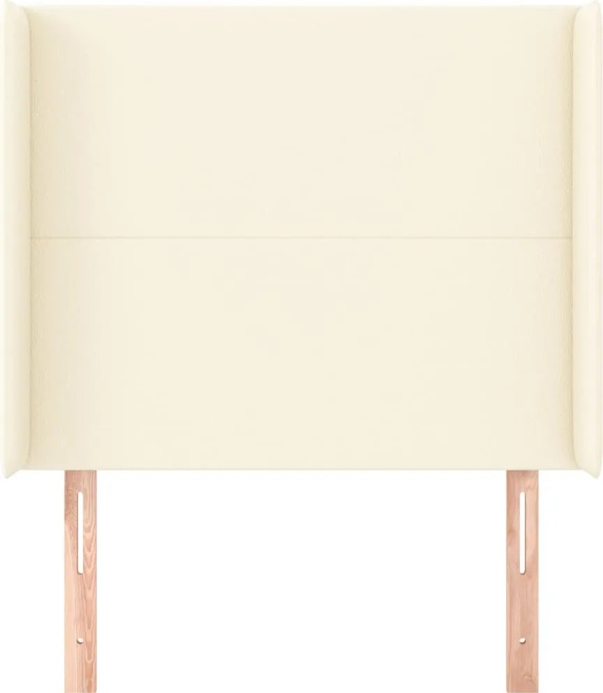 krémszínű műbőr fejtámla szárnyakkal 83x16x118/128 cm