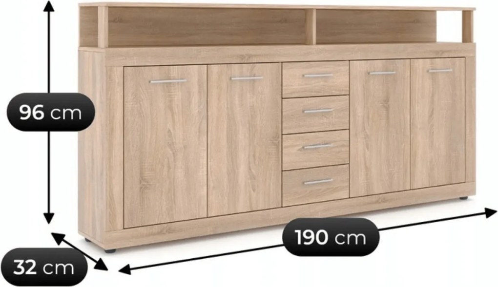 Komoda BLAGO 190 cm Dąb Sonoma