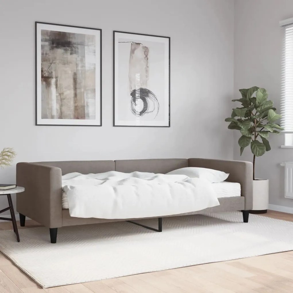 tópszínű szövet kanapéágy matraccal 100 x 200 cm