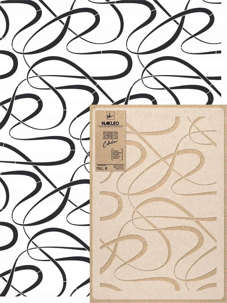 Festősablon Ismételhető Többször felhasználható 59x95cm Tapéta Vonalak Görbék Lines