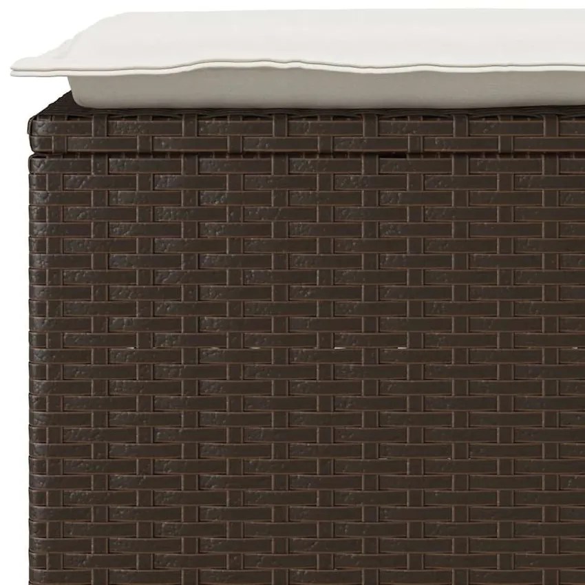 barna polyrattan kerti pad párnával 110x40x44 cm