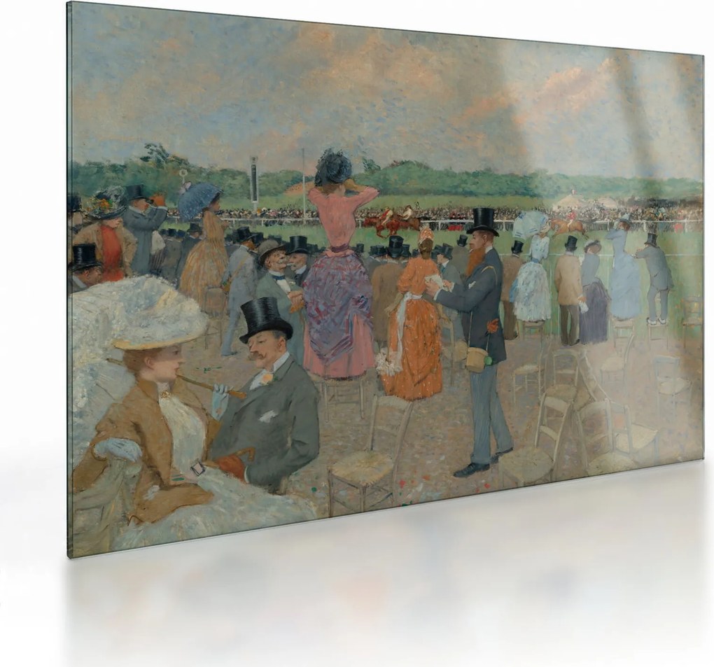 Üveg kép - Jean-Louis Forain, The Races at Longchamp, reprodukciók (70x50 cm)