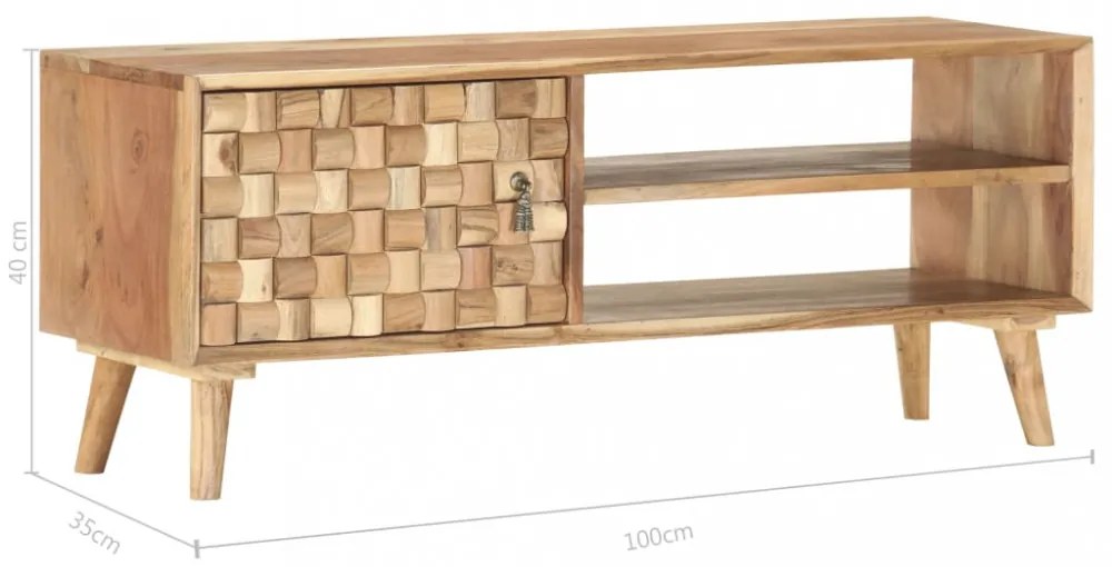 tömör akácfa TV-szekrény 100 x 35 x 40 cm