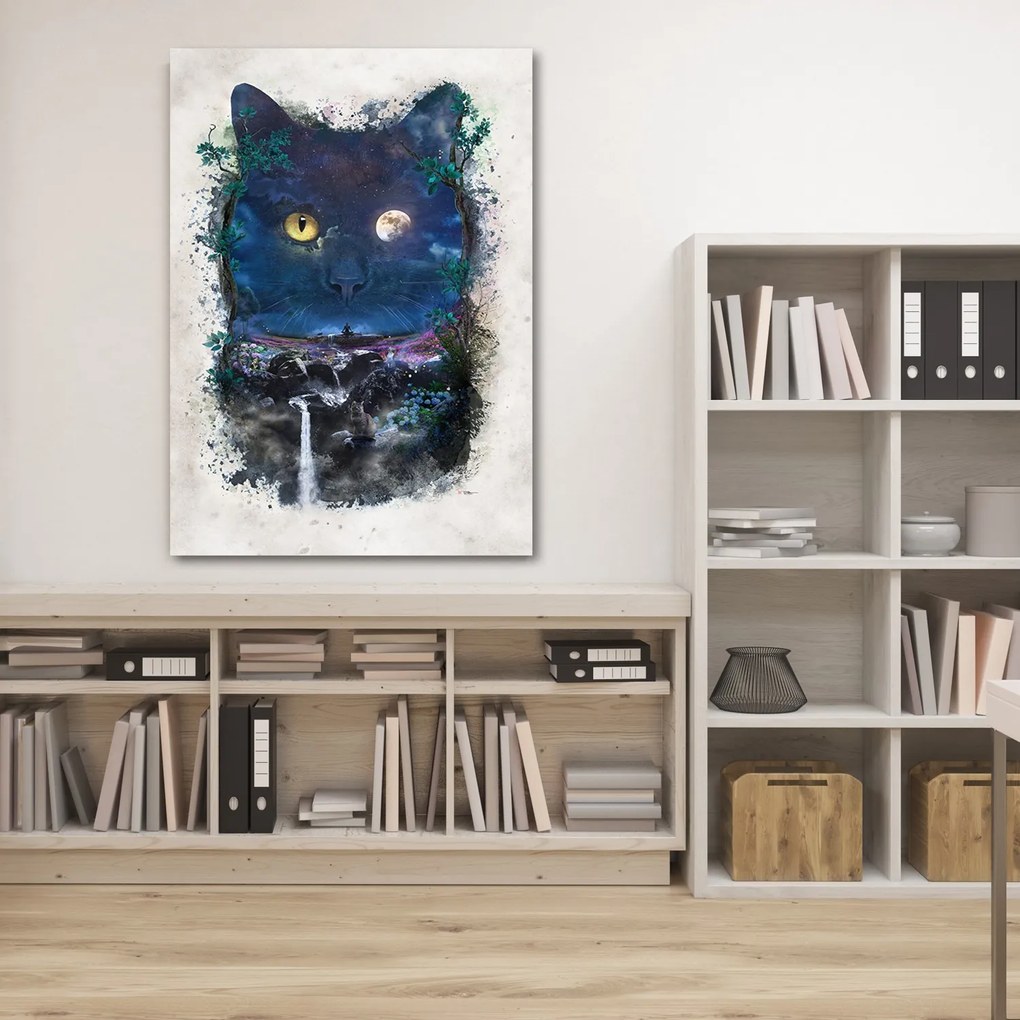 Gario Vászonkép Fekete macska éjszaka - Barrett Biggers Méret: 80 x 120 cm
