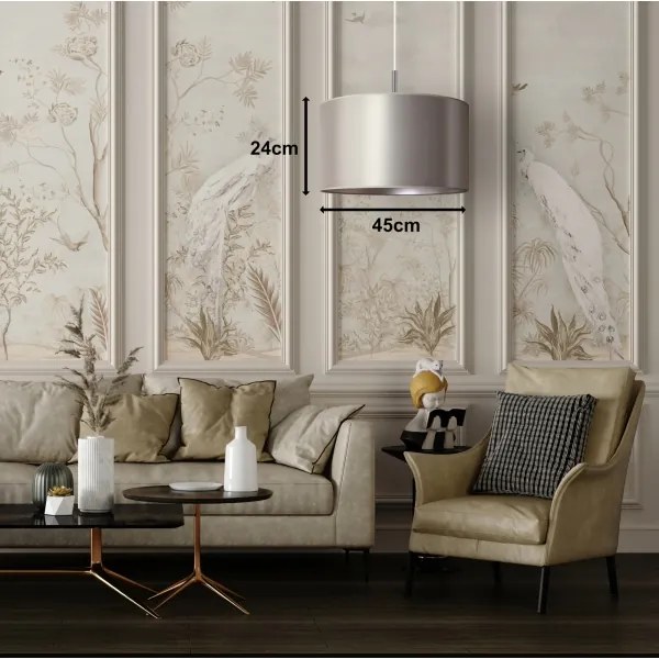 Duolla - Csillár zsinóron CANNES 1xE27/15W/230V á. 45 cm ezüst