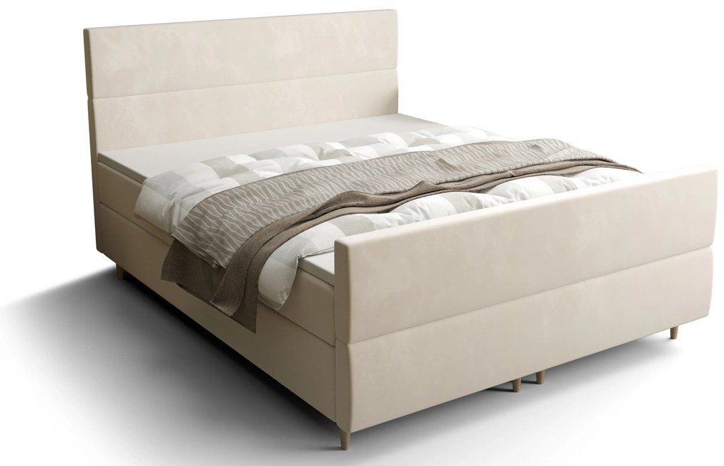 Franciaágy  Boxspring 180 cm Flu plus (világos bézs) (matraccal és tárolóhellyel). 1046593