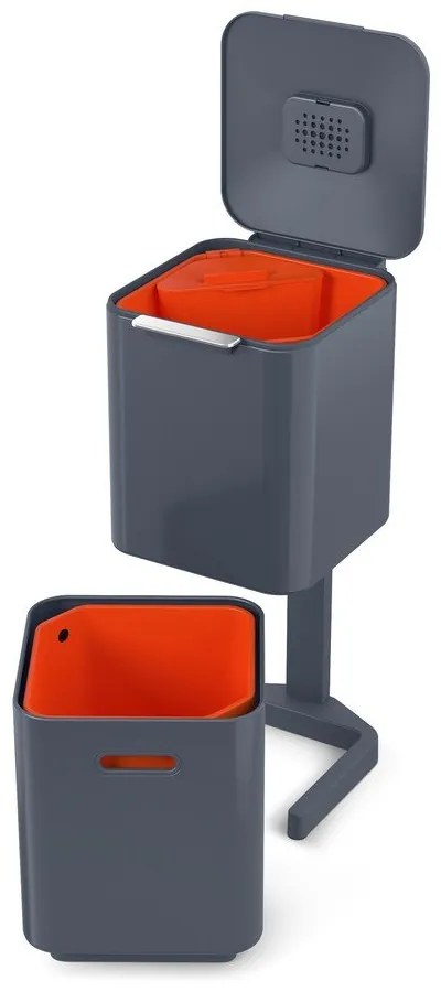 Szürke acél szelektív szemetes 40 l Totem Compact – Joseph Joseph