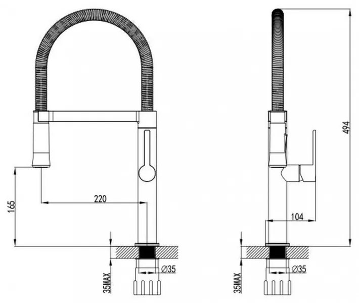Spring mosogató csaptelep kihúzható fejjel