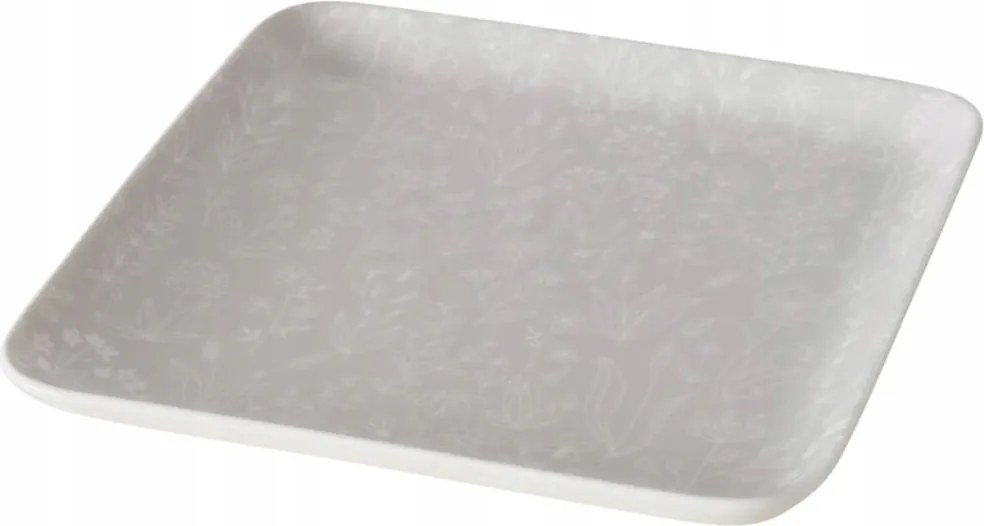 Ebédlőtányér szögletes 22x22 bézs virágos