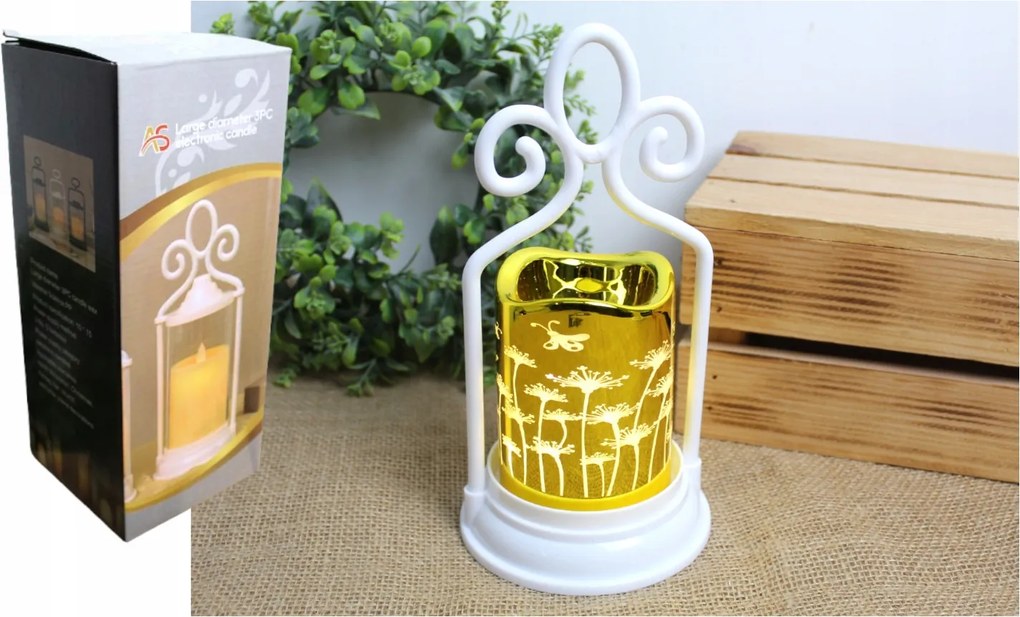 Lámpás lampion led, fehér, 22x11cm.