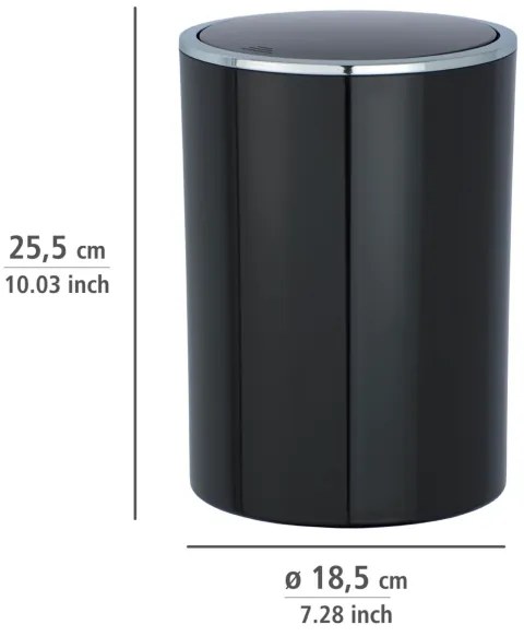 WENKO 22558100 - Kosár INCA 18,5x25,5 cm fekete/fényes króm