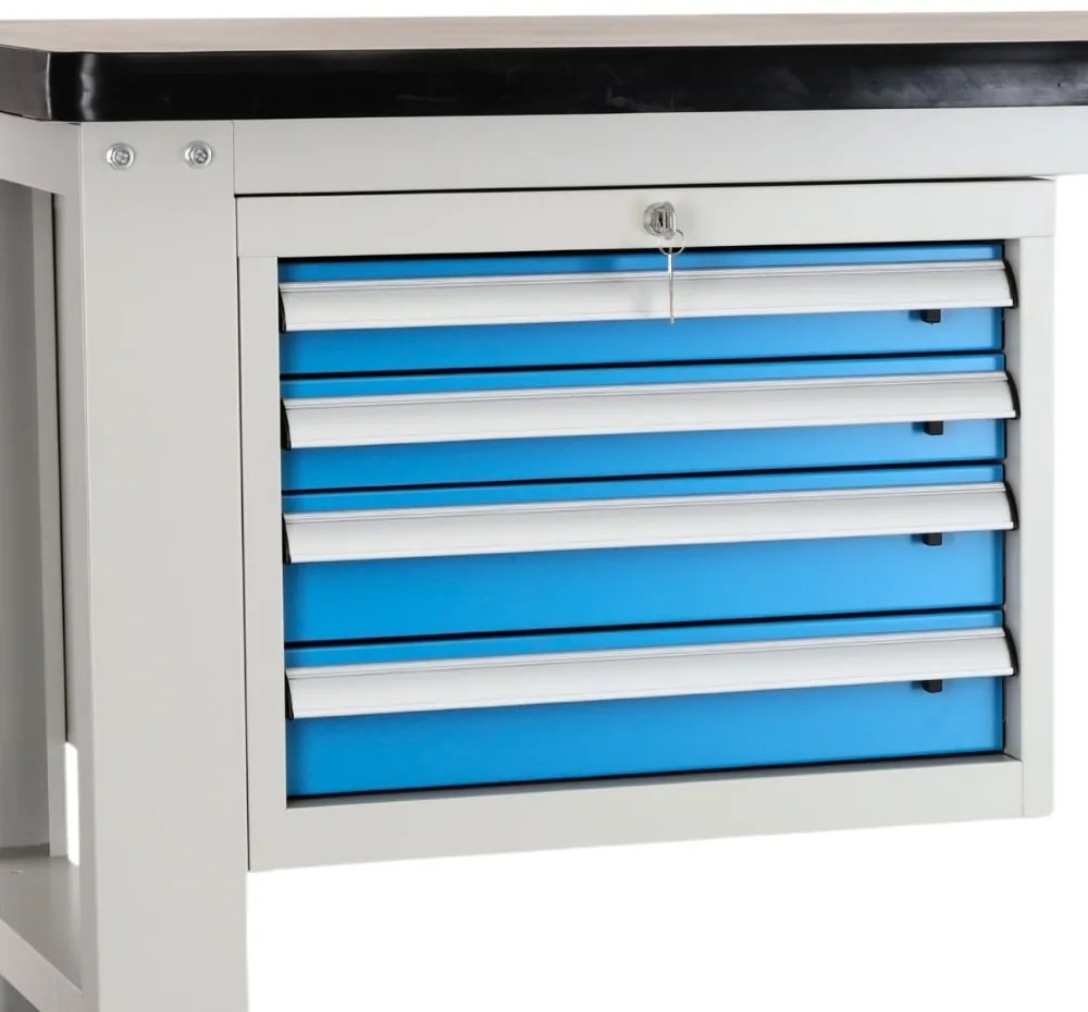 Műhelyasztal Solid MDF-43, 150 cm, 2x függő doboz, fekete