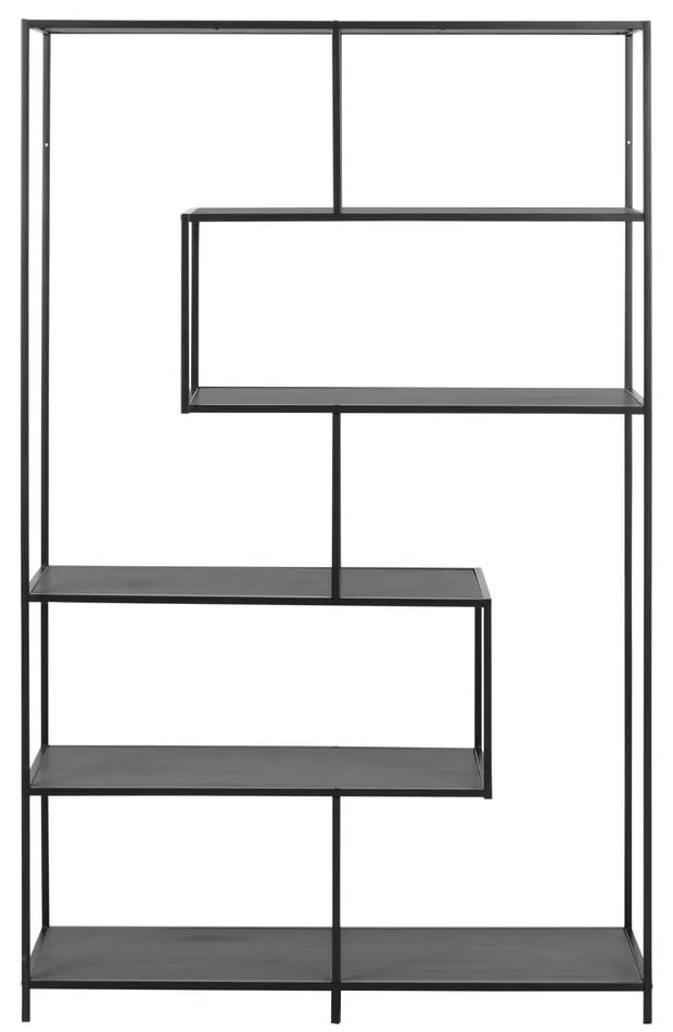 Fekete könyvespolc kőrisfa dekorral 114x185 cm Seaford – Actona