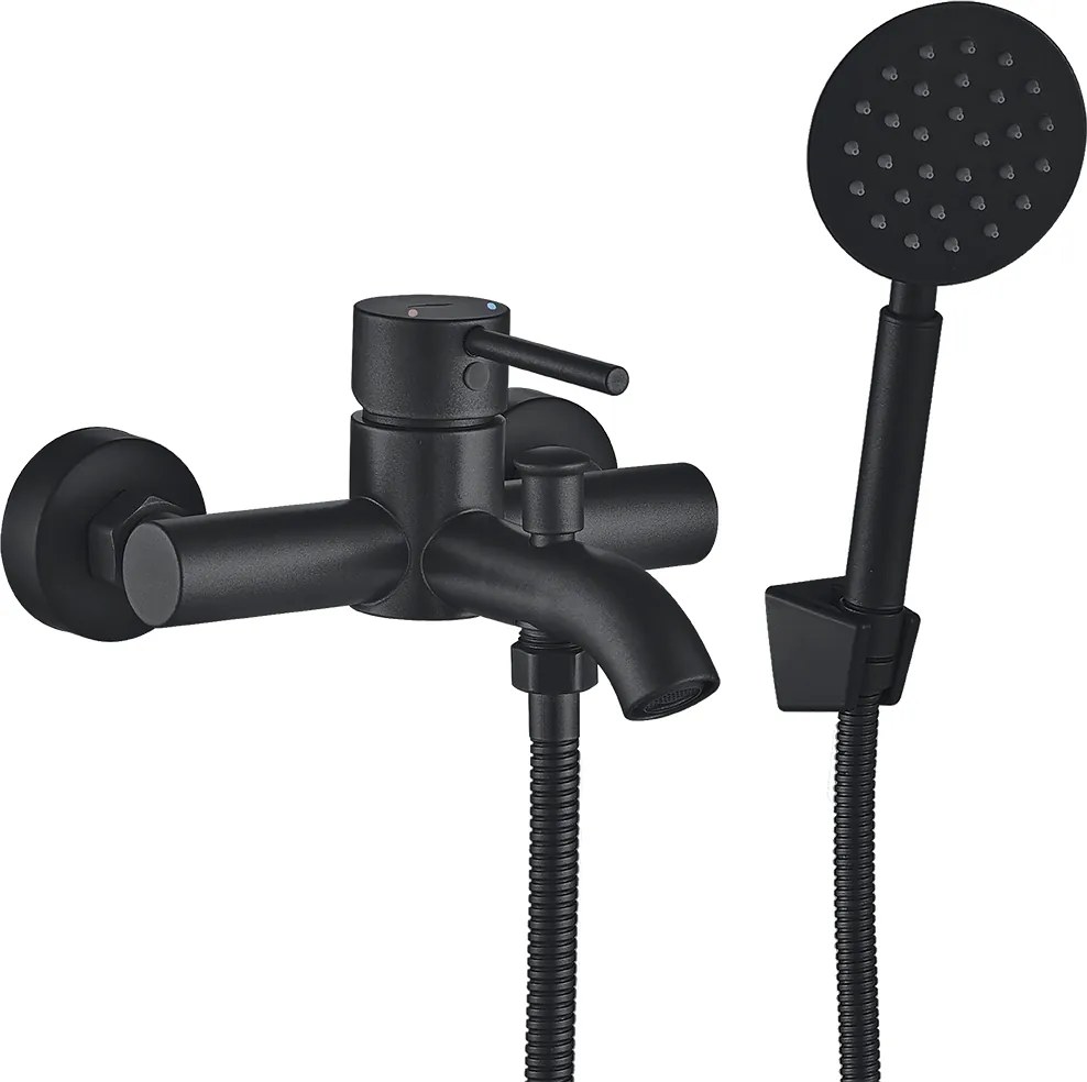 Kádtöltő Csaptelep Fali Zuhanyszettel Fekete Szett