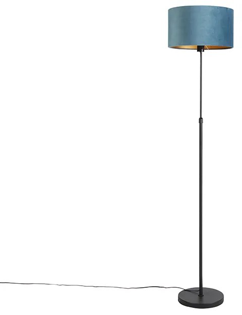 Állólámpa fekete kék bársony árnyékolóval, aranyozott 35 cm - Parte
