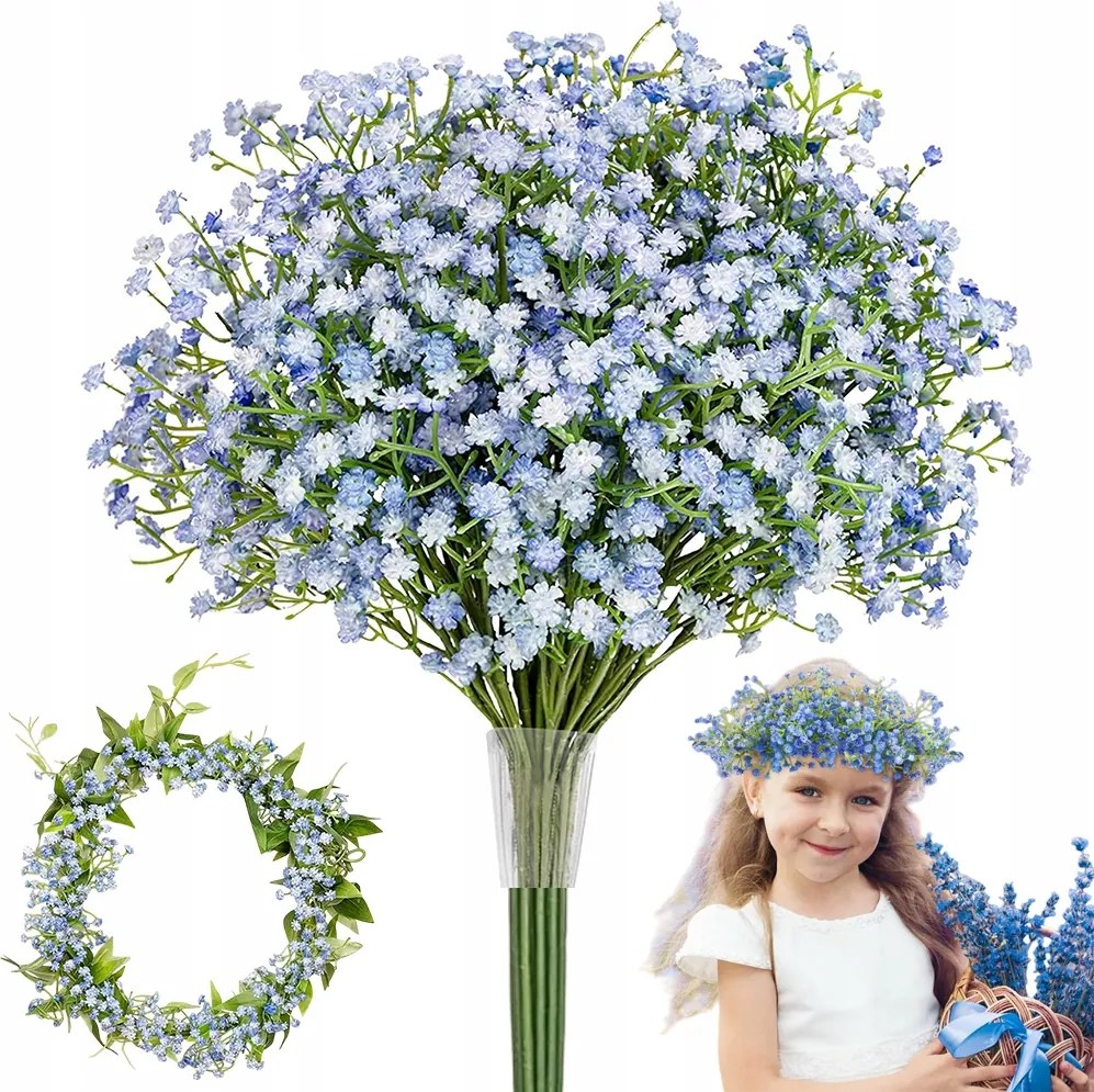 Mesterséges Apró Virágok Gipsz Dekoráció Csokor Ág Kék 10DB