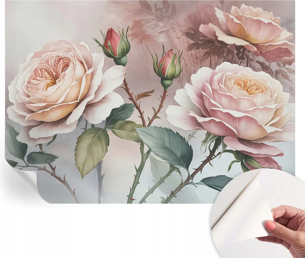Mosható öntapadós fotótapéta étkezőbe Pasztell rózsák 208x146 cm