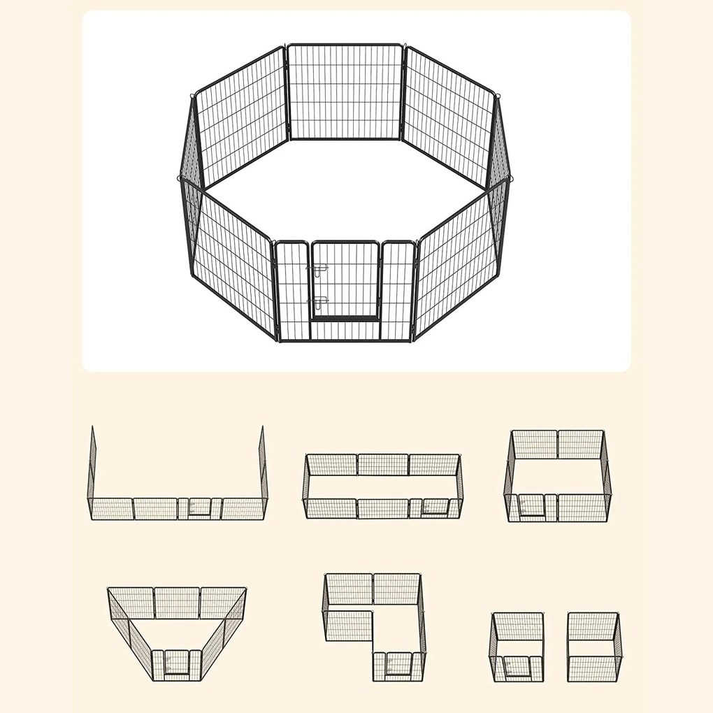Kutya kennel, kutyaketrec 77 x 80 cm, kültéri kisállat kifutó, fekete