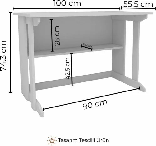 Pillar íróasztal, atlanti fenyő-fehér, 100 cm