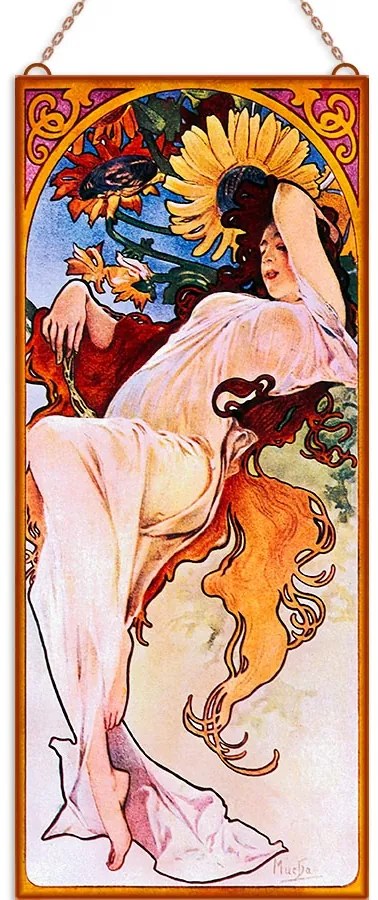 Alfons Mucha - Évszakok III. (Garnitúra) üvegkép, falikép
