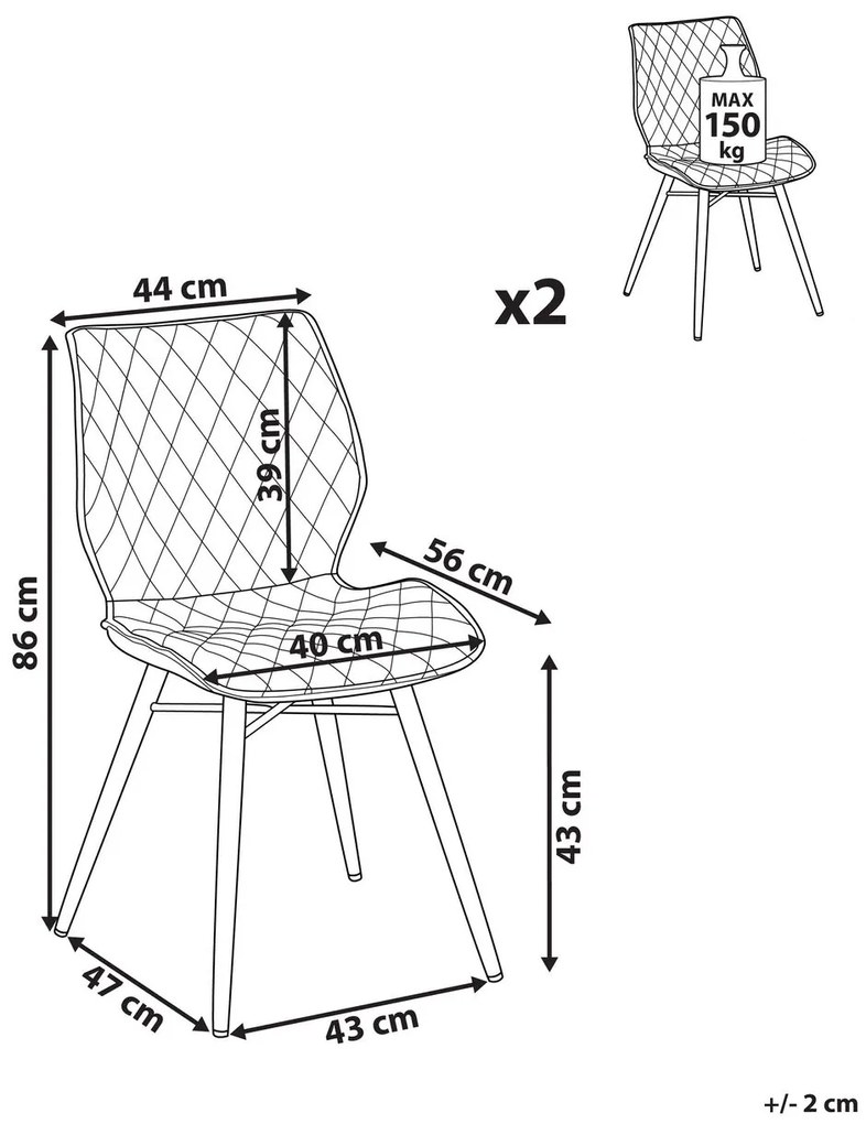 Étkezőszék szett 2 db Lissa (tengerkék). 1009994