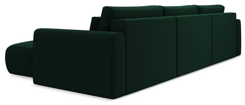 Zöld bársony kinyitható-tárolóhelyes (U alakú) sarokkanapé Kapua – Makamii