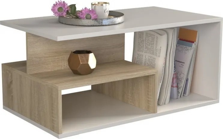 Prima MIX dohányzóasztal, sonoma- fehér