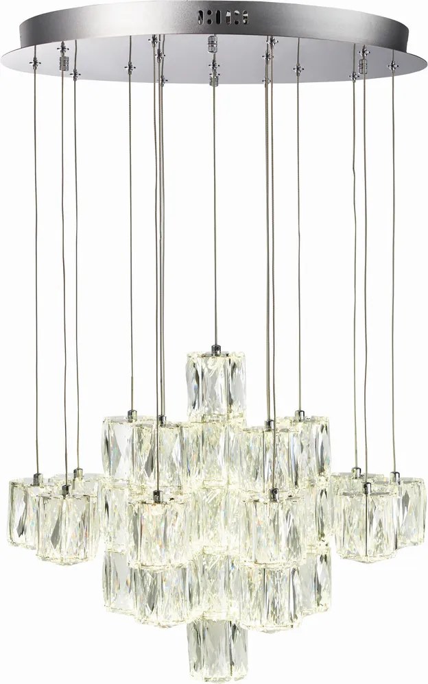 ENDON 76489 PRISTMA Modern Függesztett Lámpa Króm, Átlátszó LED IP20