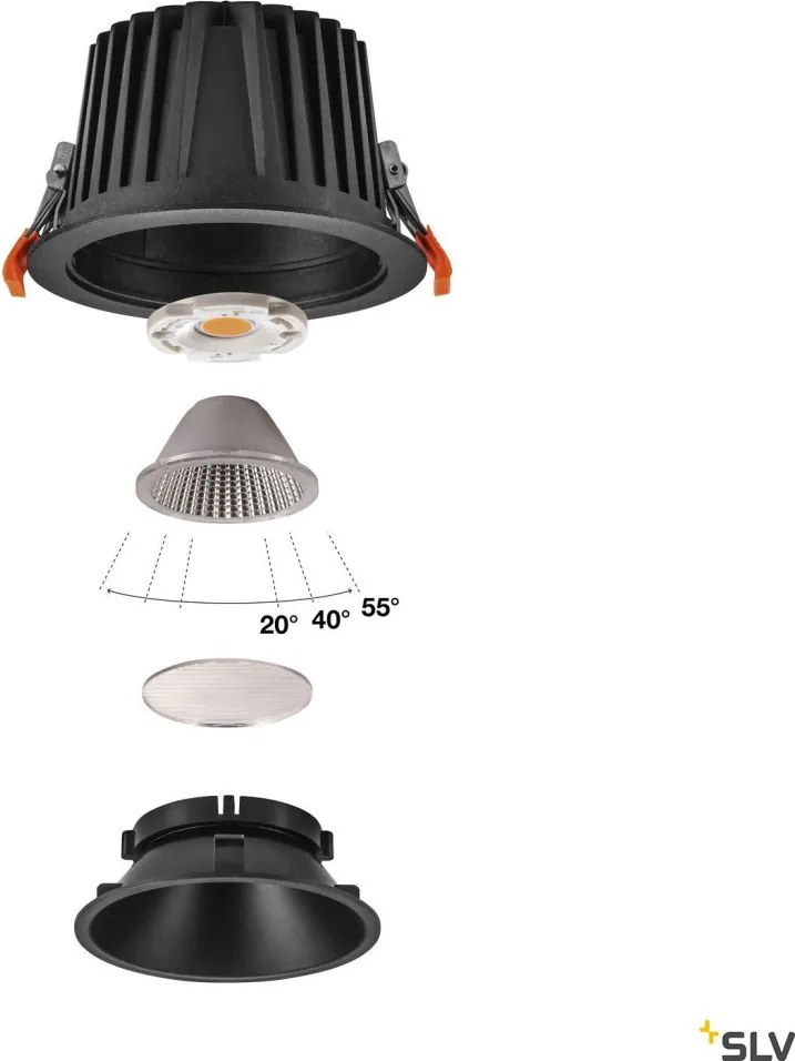 SLV 1004012 NUMINOS DL XL Fürdőszobai Beépíthető Lámpa Fekete LED IP44