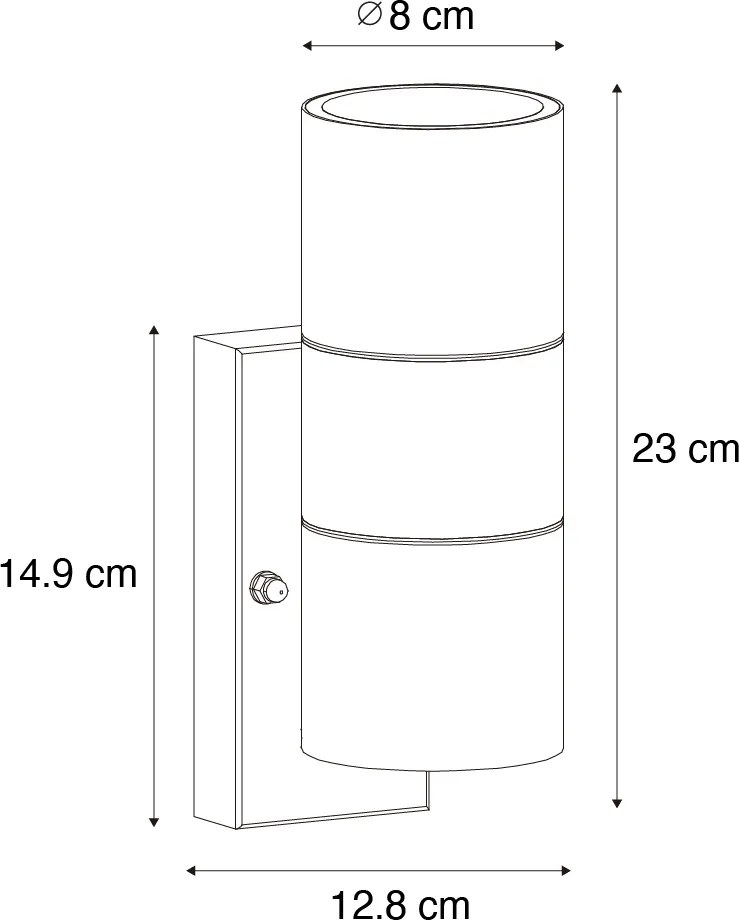 Kültéri fali lámpa fekete 2 fényes AR70 világos-sötétség érzékelővel - Duo