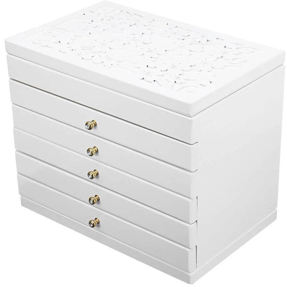 6 rekeszes ékszertartó, fehér