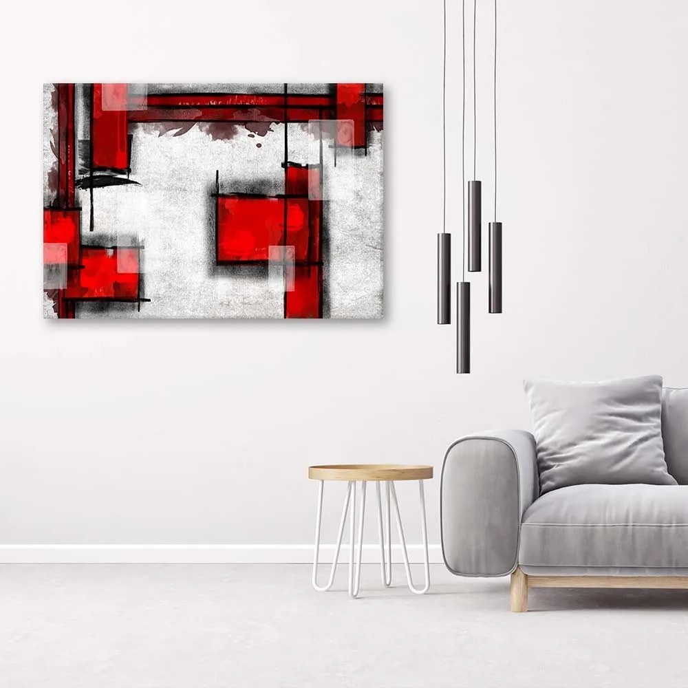Gario Vászonkép Geometrikus absztrakció piros színben Méret: 100 x 70 cm
