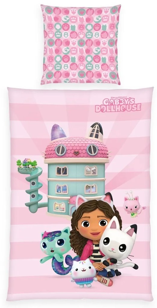 Herding Pamut ágynemű Gabby's Dollhouse , 135 x200 cm, 80 x 80 cm