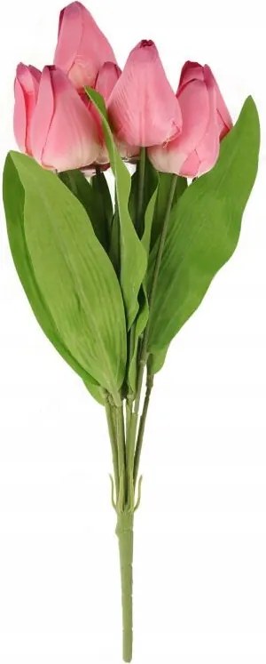 Műcsokor 9 Tulipán 44 CM Rózsaszín Dekoráció Váza Csomózáshoz