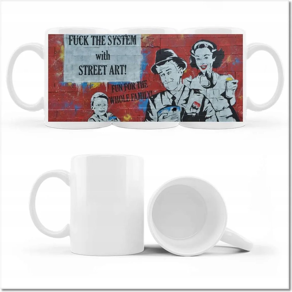 Fuck the System Grafiti fényképes bögre