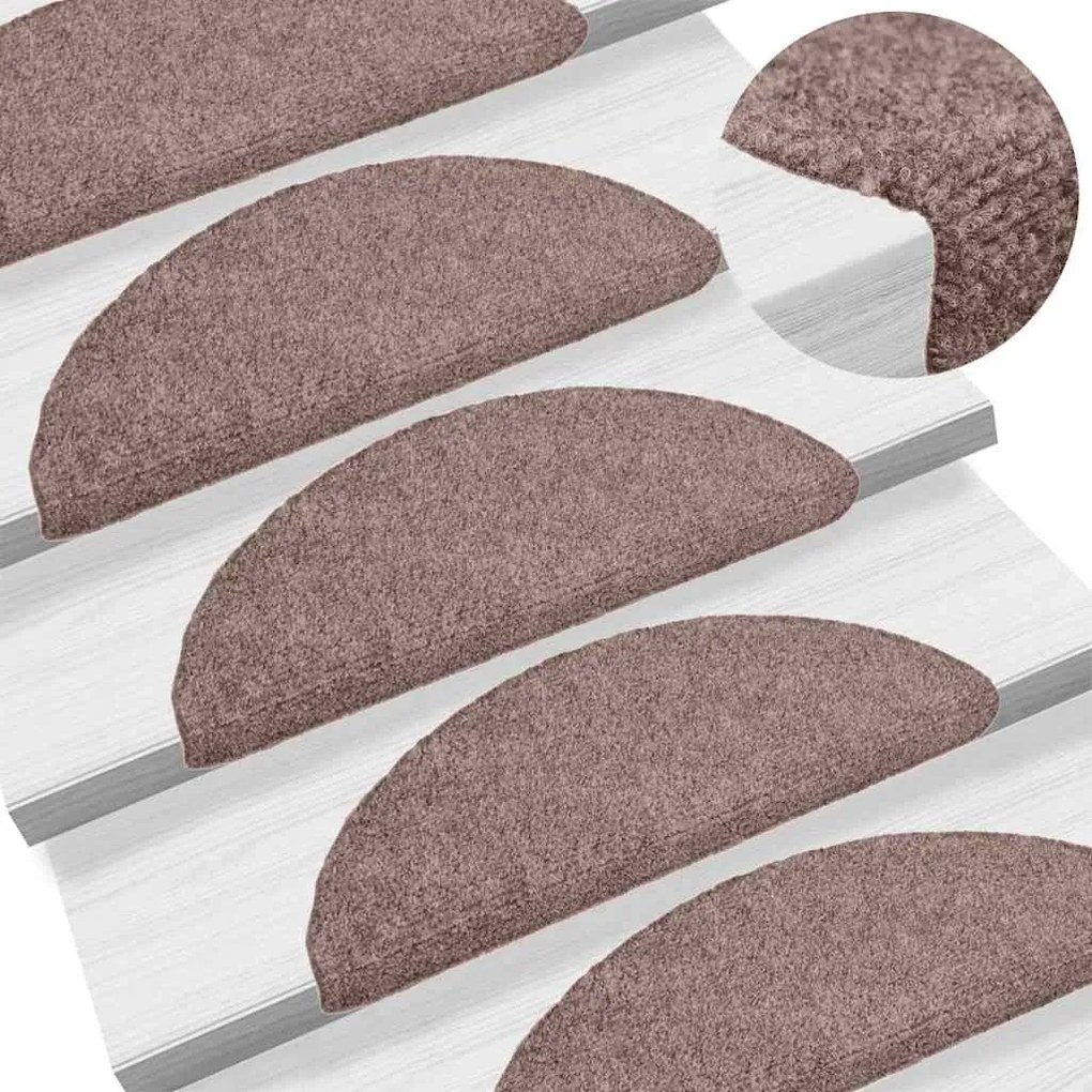 vidaXL 5 db öntapadós lépcsőszőnyeg 56 x 17 x 3 cm világosbarna félkör alakú