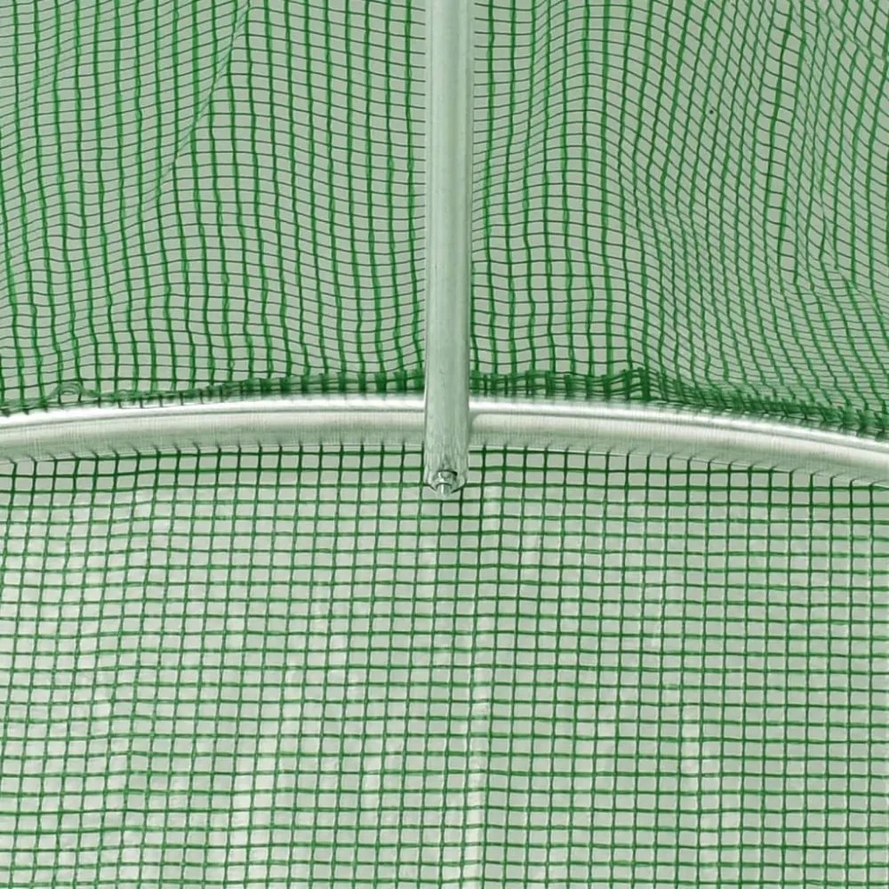 zöld acélvázas melegház 96 m² 16 x 6 x 2,85 m