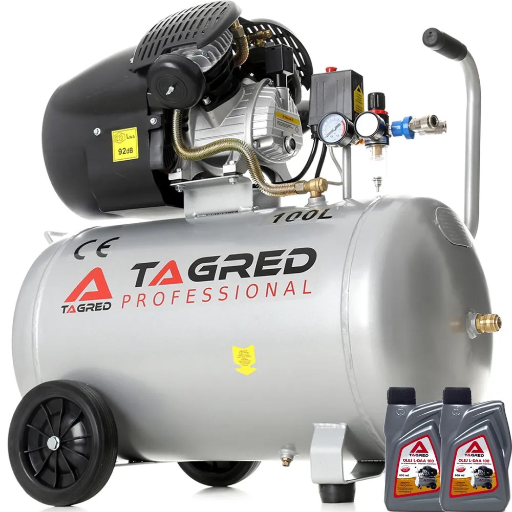 Olajkompressor 3500 W, 100 l, 230 V, 2 dugattyú, szeparátor, 2 x olaj TA361