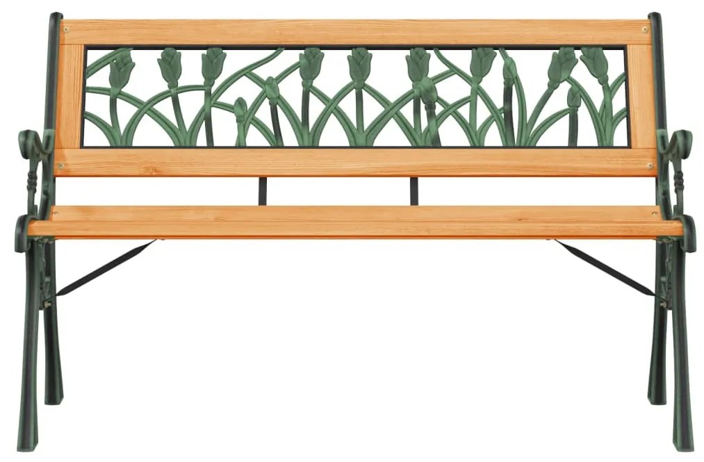 tömör fenyőfa és acél kerti pad 116 cm